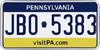 PA license plate JBO5383