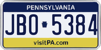 PA license plate JBO5384