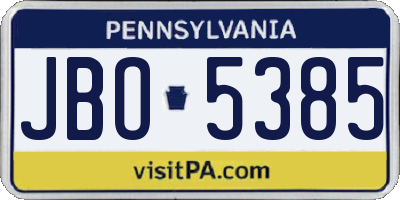 PA license plate JBO5385