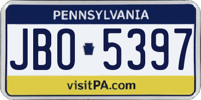PA license plate JBO5397