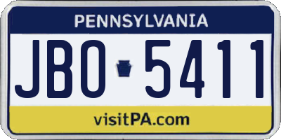 PA license plate JBO5411