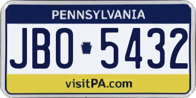 PA license plate JBO5432