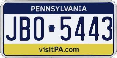 PA license plate JBO5443