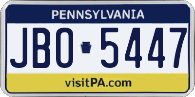 PA license plate JBO5447