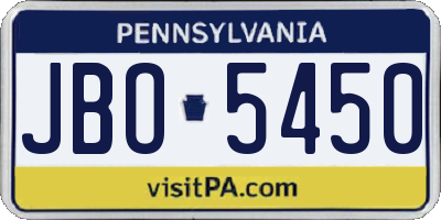PA license plate JBO5450