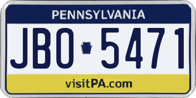 PA license plate JBO5471