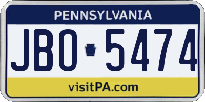PA license plate JBO5474