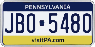 PA license plate JBO5480