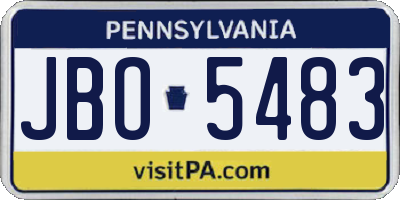 PA license plate JBO5483