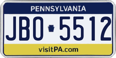 PA license plate JBO5512