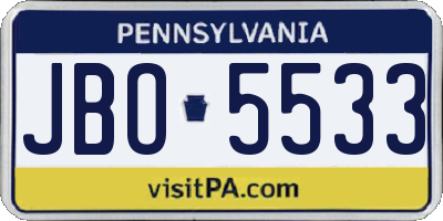 PA license plate JBO5533