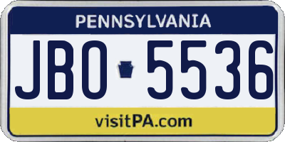 PA license plate JBO5536