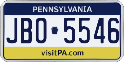 PA license plate JBO5546