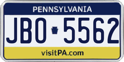 PA license plate JBO5562