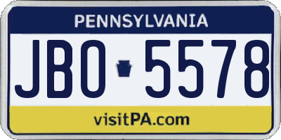 PA license plate JBO5578