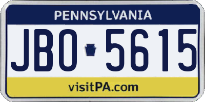 PA license plate JBO5615