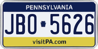 PA license plate JBO5626
