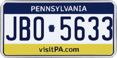 PA license plate JBO5633