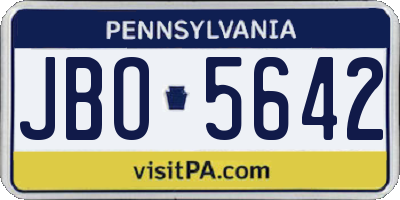 PA license plate JBO5642