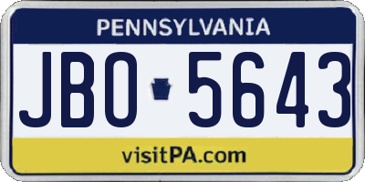PA license plate JBO5643