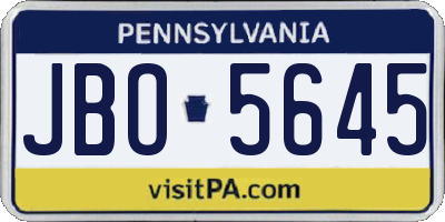 PA license plate JBO5645