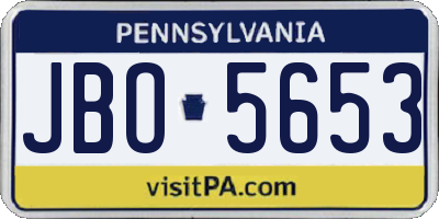 PA license plate JBO5653