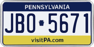 PA license plate JBO5671