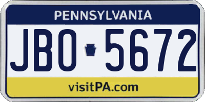 PA license plate JBO5672