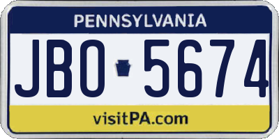 PA license plate JBO5674