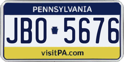 PA license plate JBO5676