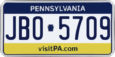 PA license plate JBO5709