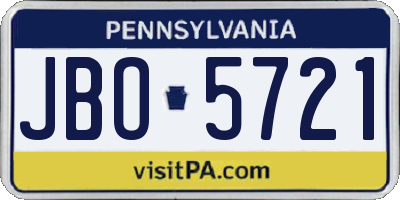 PA license plate JBO5721