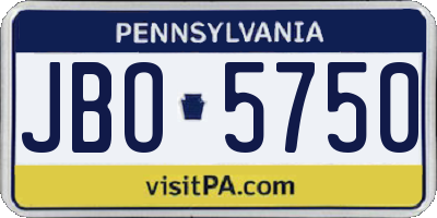 PA license plate JBO5750