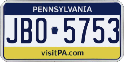 PA license plate JBO5753