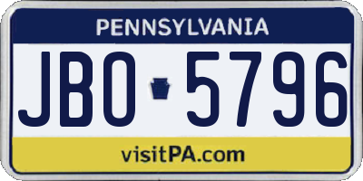 PA license plate JBO5796