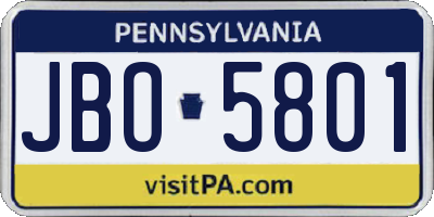 PA license plate JBO5801