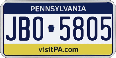 PA license plate JBO5805
