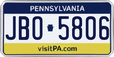 PA license plate JBO5806