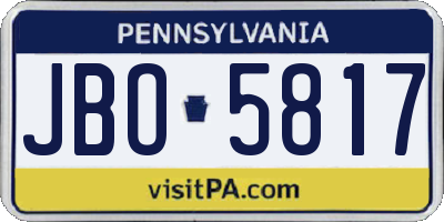 PA license plate JBO5817