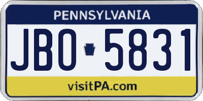 PA license plate JBO5831