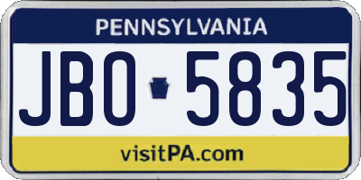 PA license plate JBO5835