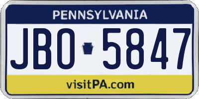 PA license plate JBO5847