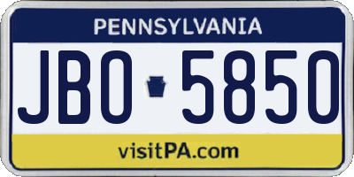 PA license plate JBO5850