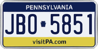PA license plate JBO5851