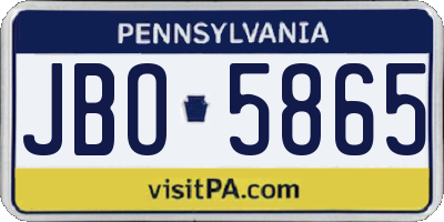 PA license plate JBO5865