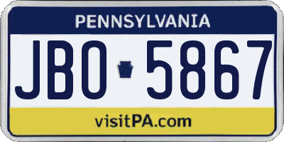 PA license plate JBO5867