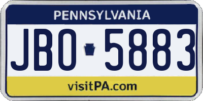 PA license plate JBO5883