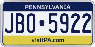 PA license plate JBO5922