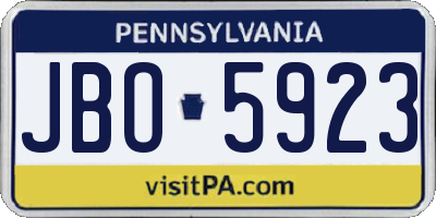 PA license plate JBO5923
