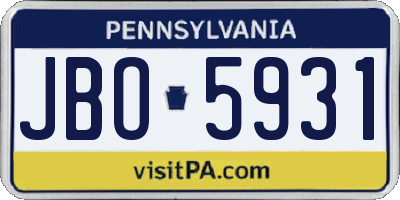 PA license plate JBO5931